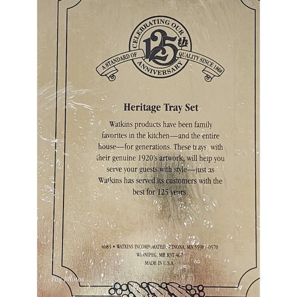 J.R. Watkins Tin Tray Set 5 pc 125th Anniversary Vintage Advertising USA Made - Picture 4 of 5